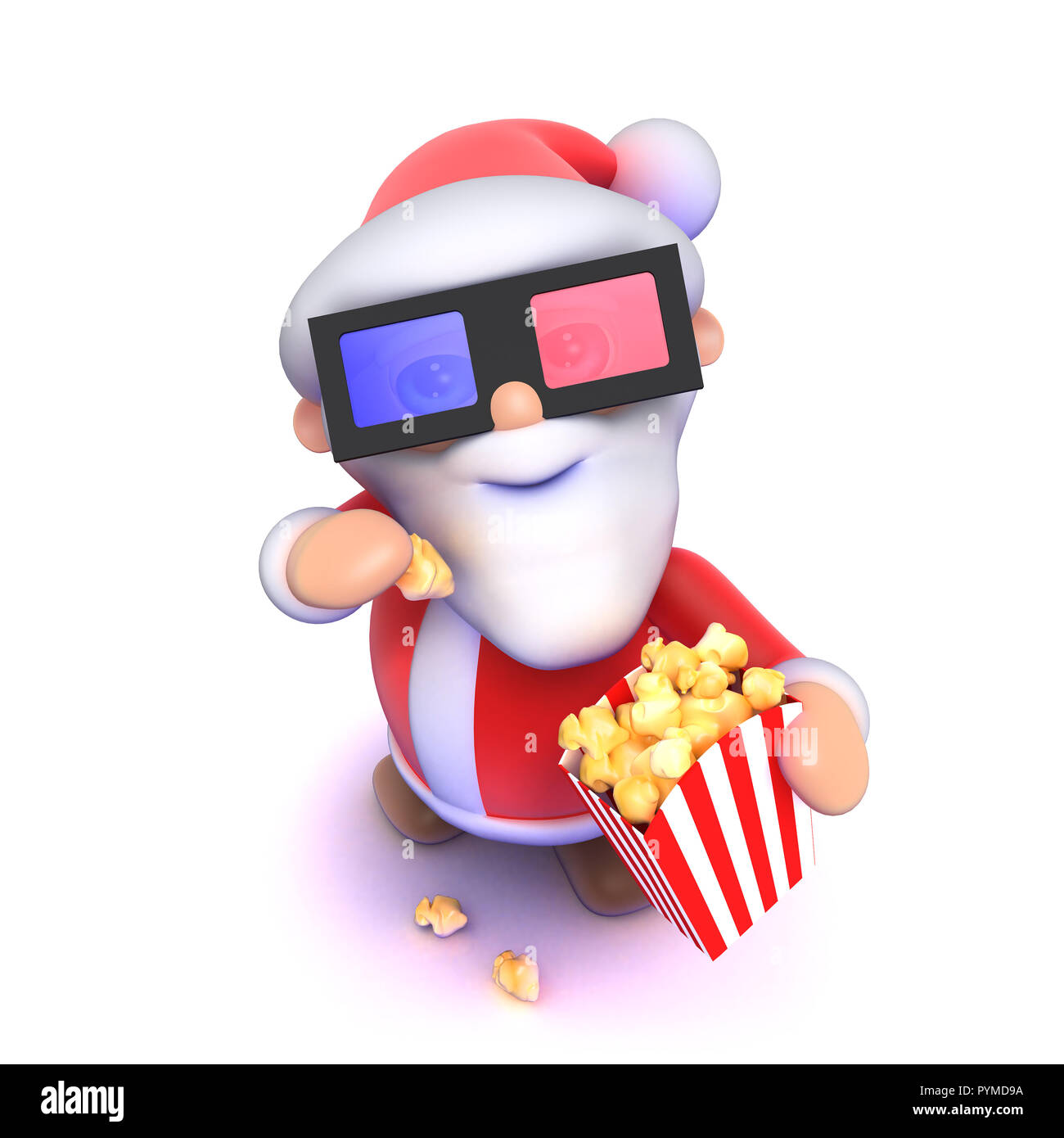 3d-render-of-a-cartoon-santa-eating-popcorn-at-3d-movie-PYMD9A.jpg